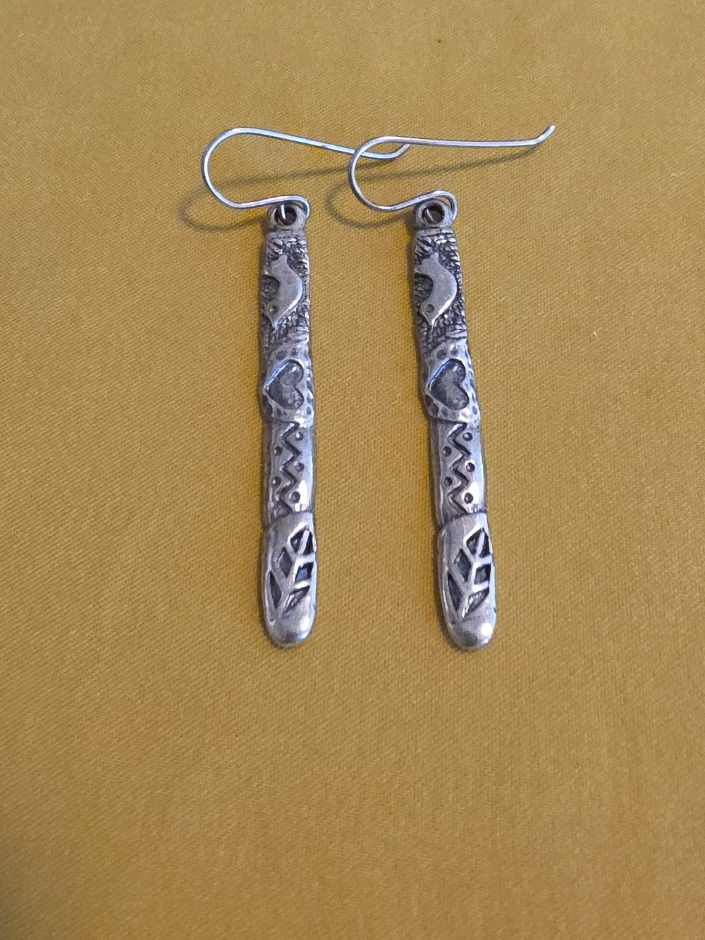 Sterling Silver Shablool Didae Long Bar Drop Earrings, Handcrafted in Israel.
